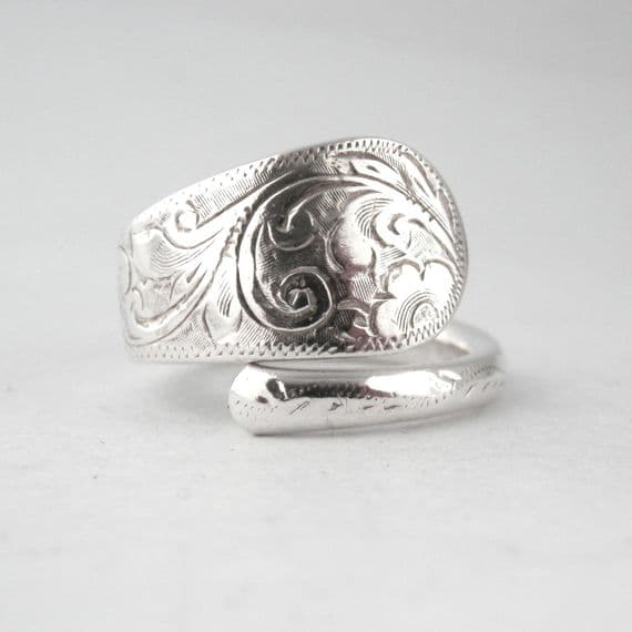 Gorgeous Handmade Ornate Design Sterling Silver Spoon Ring 2025