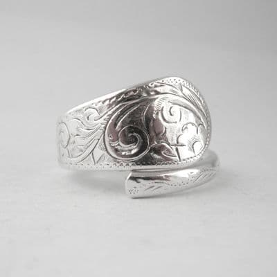 Gorgeous Handmade Ornate Design Sterling Silver Spoon Ring 2025