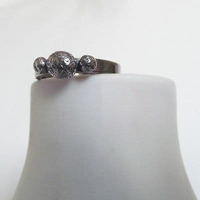 Gorgeous Handmade Sterling Silver Black Oxidised Triple Nugget Ring Unique Gift