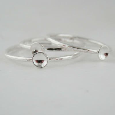 Halo Ring Solid 925 Sterling Silver Focal Circle Disc Stacking Round Band