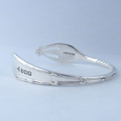 Handmade Antique Sterling Silver Abstract Arrow Style Fork Bracelet Bangle date 1915