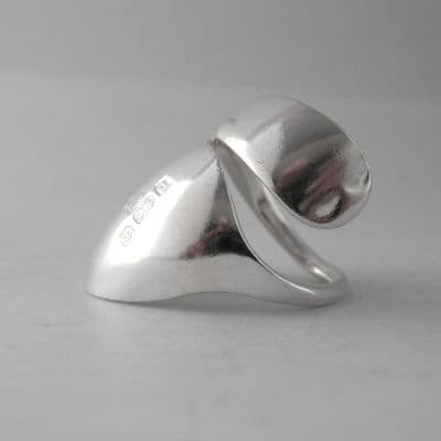 Handmade Antique Sterling Silver Domed Spoon Ring dated 1900