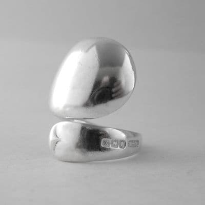 Handmade Antique Sterling Silver Domed Spoon Ring dated 1923 Smaller Ring Sizes
