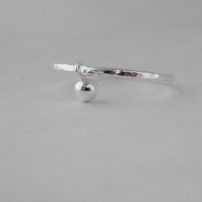 Handmade Hammer Finish Sterling Silver Ball Charm Fidget Stacking Ring Any size