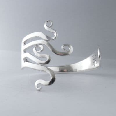 Handmade Sterling Silver Abstract Swirl Fork Bracelet Bangle date 1777 (248 years old)