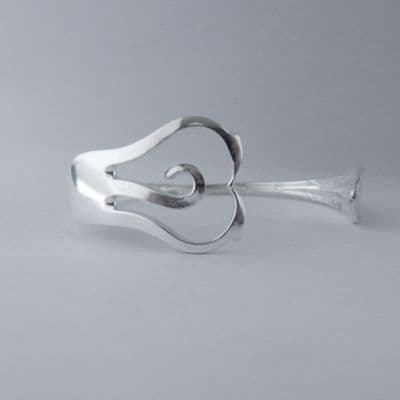 Handmade Sterling Silver Swirl Heart Fork Bracelet Bangle Antique Sheffield 1912