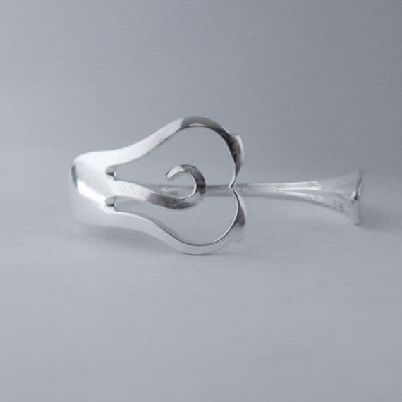 Handmade Sterling Silver Swirl Heart Fork Bracelet Bangle Antique Sheffield 1912