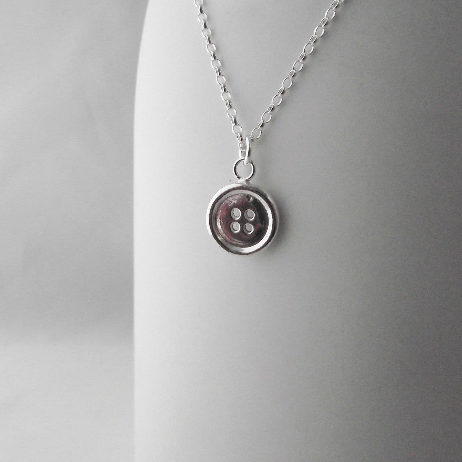 Lovely Handmade Solid Sterling Silver Retro Button Pendant