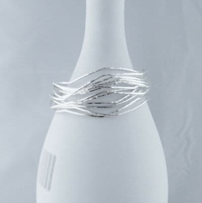 Skinny Stacking Bangle Sterling Silver 925 Wavy Handmade Hammer Finish Bracelet
