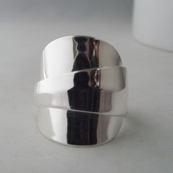 Spoon Ring Sterling Silver Chunky Stunningly Simple Handmade Antique dated 1916