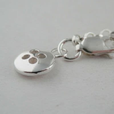 Sterling Silver Button Charm Bracelet Solid 925 Unique Gift Cute as a Button