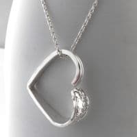 Sterling Silver Large Floating Heart Spoon Pendant Handmade NHS 2021 Hallmark Necklace