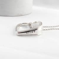 Sterling Silver Large Floating Heart Spoon Pendant Handmade NHS 2021 Hallmark Necklace