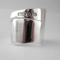 Sterling Silver Spoon Handmade Antique Butter Spreader Ring dated 1909