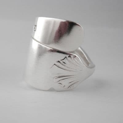 Sterling Silver Spoon Handmade Antique Butter Spreader Ring dated 1909