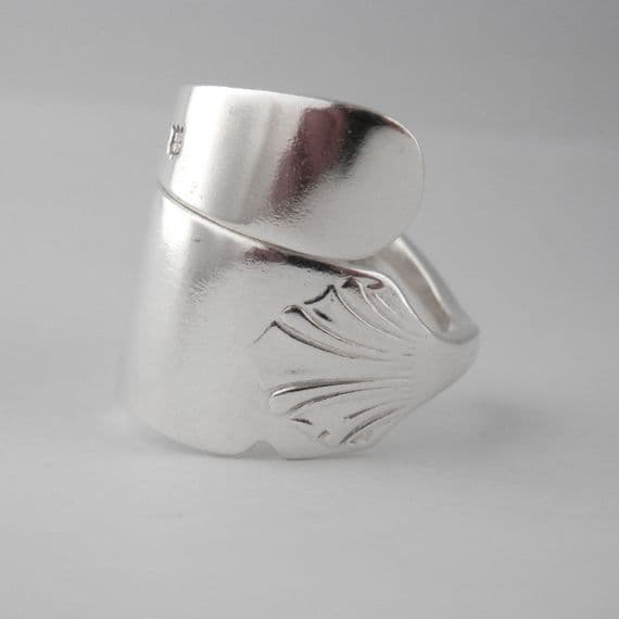 Sterling Silver Spoon Handmade Antique Butter Spreader Ring dated 1909