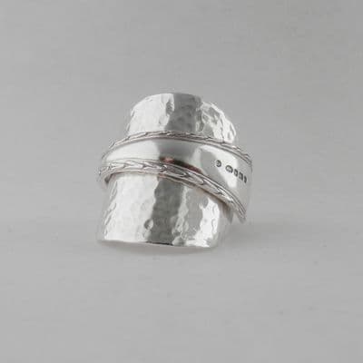 Sterling Silver Spoon Ring 925 Stunning Handmade Hammer Finish date 2021