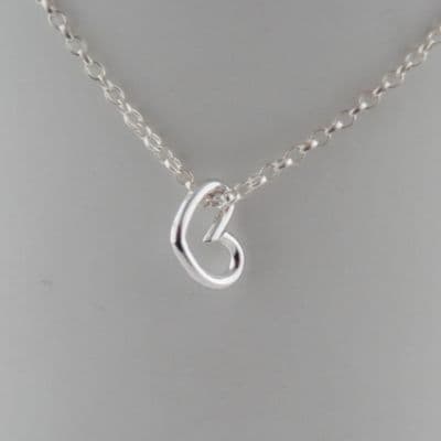 Sterling Silver Tiny Floating Heart Pendant Love Handmade  Necklace