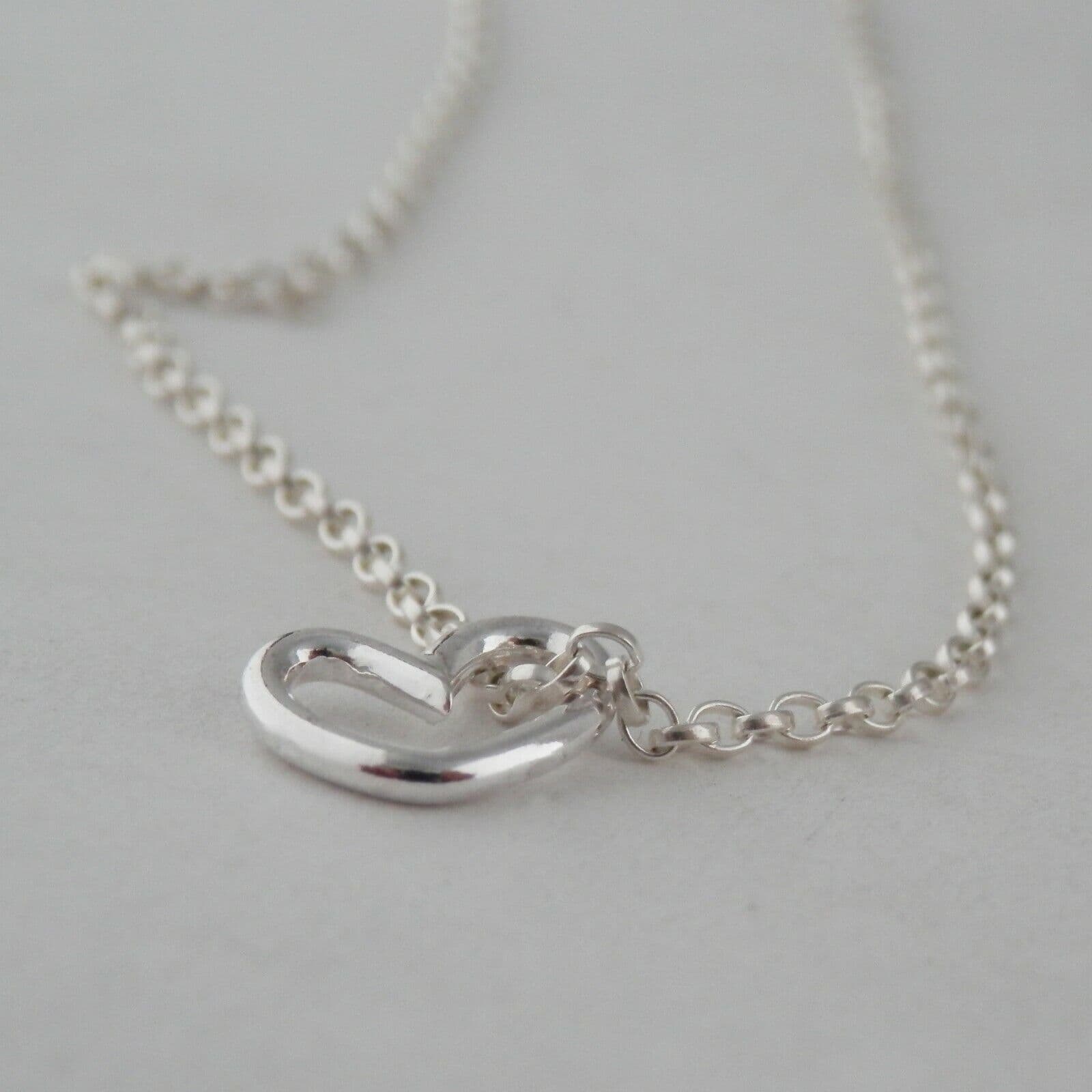 Sterling Silver Tiny Floating Heart Pendant Love Handmade Necklace