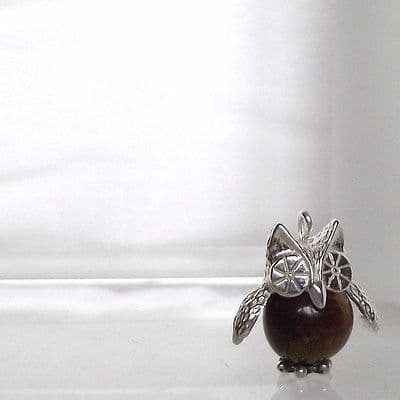 Stunning Hand made Sterling Silver & Tigers Eye Barney Owl Charm Pendant