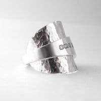 Stunning Handmade Antique Sterling Silver 925 Hammer Finish Spoon Ring date 1934