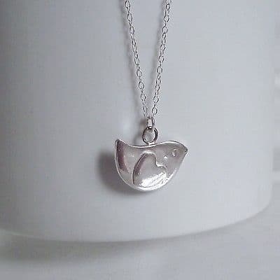 Stunning Handmade Solid Silver Cute Love Bird Pendant Sterling Silver Chain