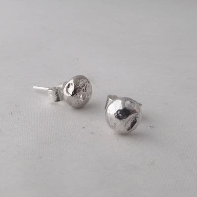 Stunning Handmade Solid Sterling Silver Organic Form Nugget Stud Earrings