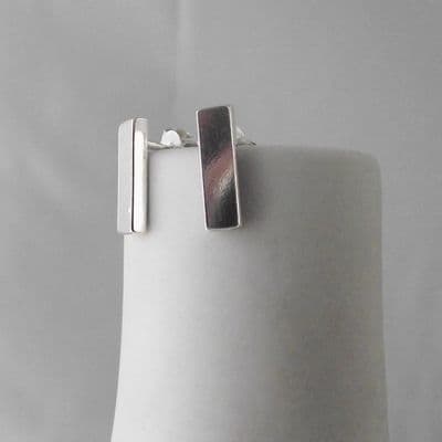 Stunning Handmade Sterling Silver Simple Minimalist Bar Stud Earrings