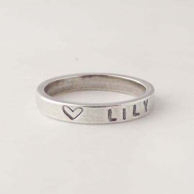 The Original Handmade Sterling Silver Personalised Name/Date Ring Unique Gift