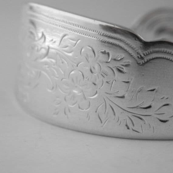 Unusual Handmade Victorian Antique Sterling Silver Butter Spreader Bracelet dated 1896
