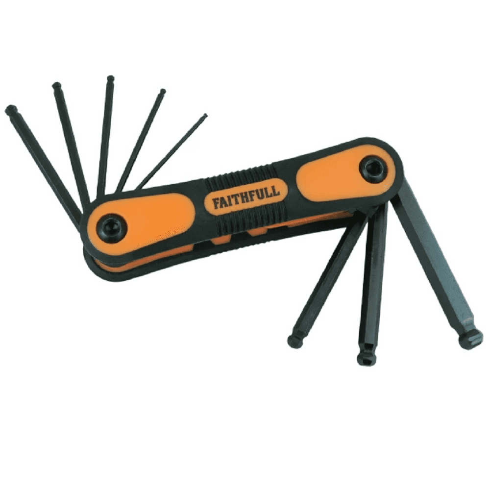 Faithfull FAIHKSF8MB Folding Ball End Hex Key Set 8 Piece Metric 1 5mm
