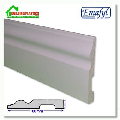 100mm Ogee Plastic Skirting Board 4.8m | White