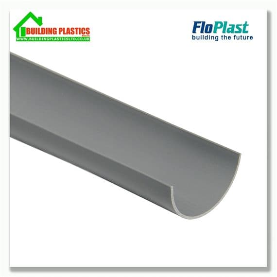 2m Floplast MiniFlo Guttering 76mm Grey | Building Plastics Tele 0333 050 0585