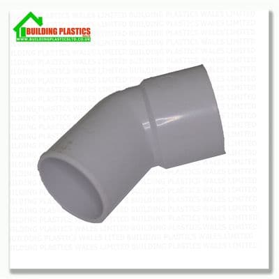 45 Degree Conversion Bend 40mm ABS Solvent Weld Waste White
