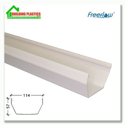4m 114mm Square Line Gutter White