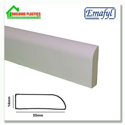 55mm Bullnose Door Architrave White (Match 100mm Bullnose Skirting Boards)