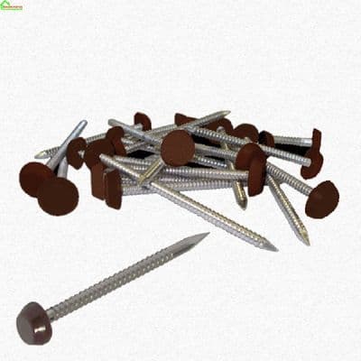 65mm Plastic Top Nails Brown Box 100