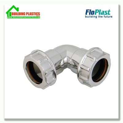 90 Degree Bend 32mm Compression Waste Chrome Effect