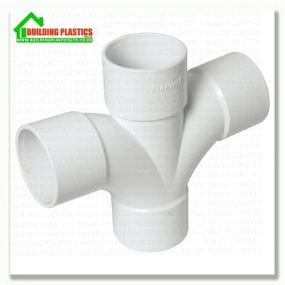 92.5 Cross Tee  40mm ABS Solvent Weld Waste White