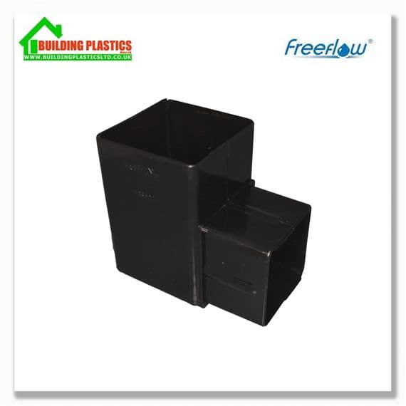 92.5 Degree Bend 65mm Square Downpipe Black | Building Plastics Tele 0333 050 0585
