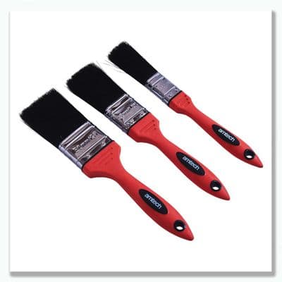 Amtech G4385 3 Piece No Bristle Loss Paint Brush Set  Soft Grip Synthetic Filament Brushes