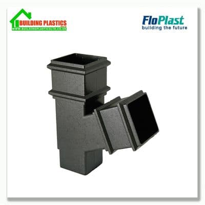 Branch 67.5 degree 65mm Square Pipe Cast Iron Effect