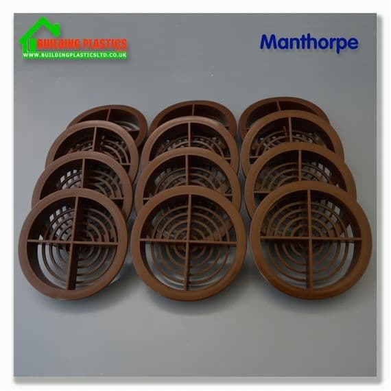 Circular Soffit Disc Vent Brown 70mm (Pack of 12) | Building Plastics Tele 0333 050 0585