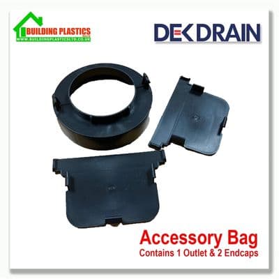 Dek Drain Channel Accessories - 1 x Outlet Connector and 2 x End Caps
