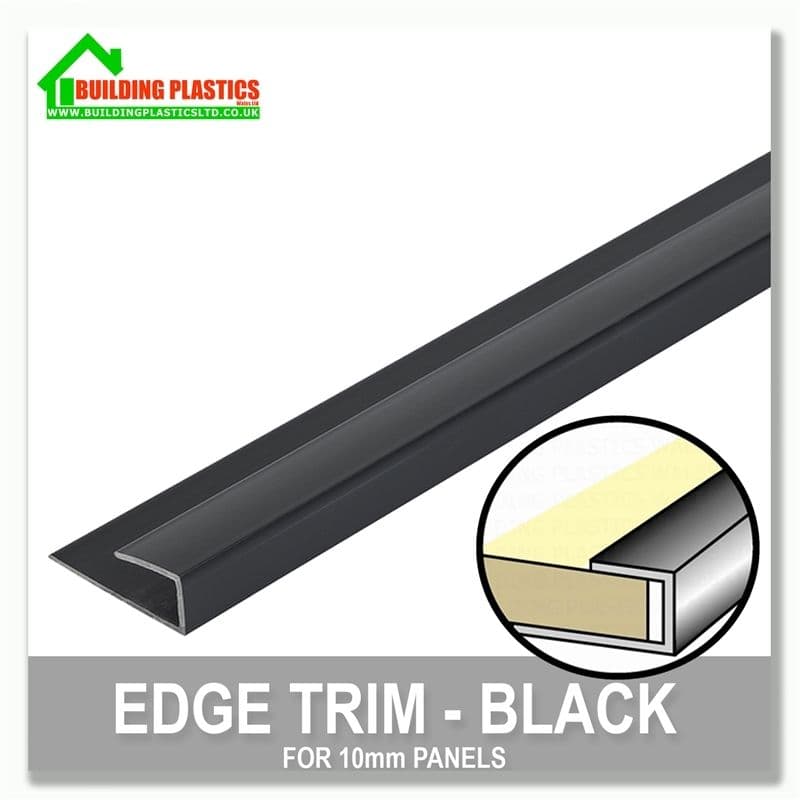 Edge Finishing PVC Trim Black 2.4m (for 10mm Panels) Building
