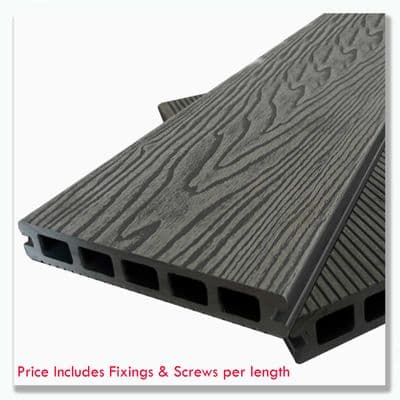 Evolved Anthracite Grey Composite Decking Board 3.6m (148mm x 25mm)