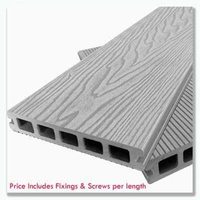 Evolved Ash White Composite Decking Board 3.6m (148mm x 25mm)