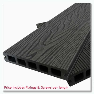 Evolved Black Composite Decking Board 3.6m (148mm x 25mm)