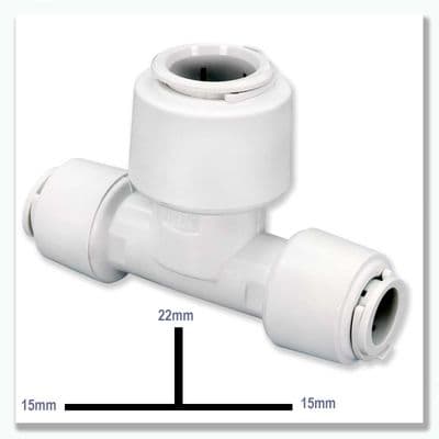 Flofit+ Push Fit Reducing Tee 15mm x 15mm x 22mm