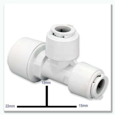 Flofit+ Push Fit Reducing Tee 22mm x 15mm x 15mm